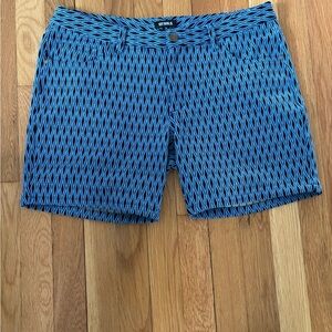 ST33LE Blue Black Rhombus polyester elastane 70s inspired shorts size 33